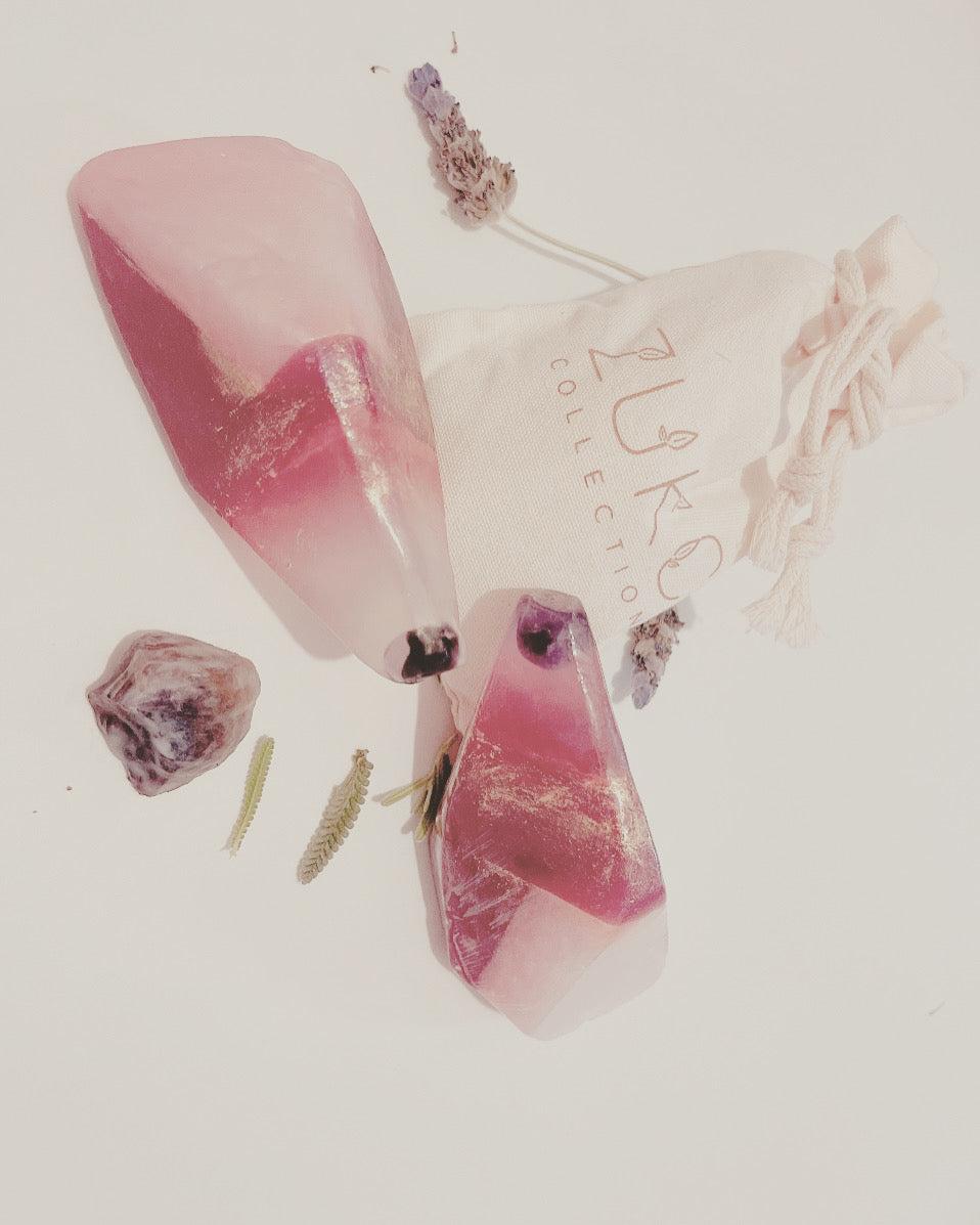Rose Quartz & Amethyst Lavender Infused Crystal Soap 150g